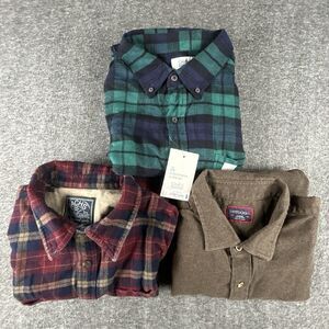 Lot of 3 Flannel Shirts Mens Sz Large Untuckit Jachs Button Up Cotton Outdoors